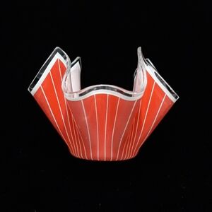 Vintage  Red and White striped bowl.